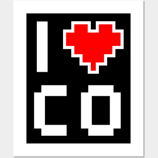 I Love CO - Pixel heart for Colorado gamer Posters and Art